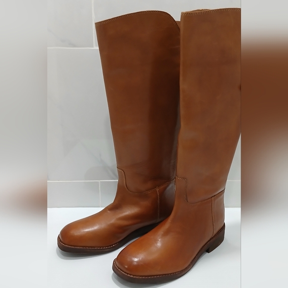 Free People Womens Everly Equestrian Leather Boots Size 7 Tan NWOT - Picture 9 of 16
